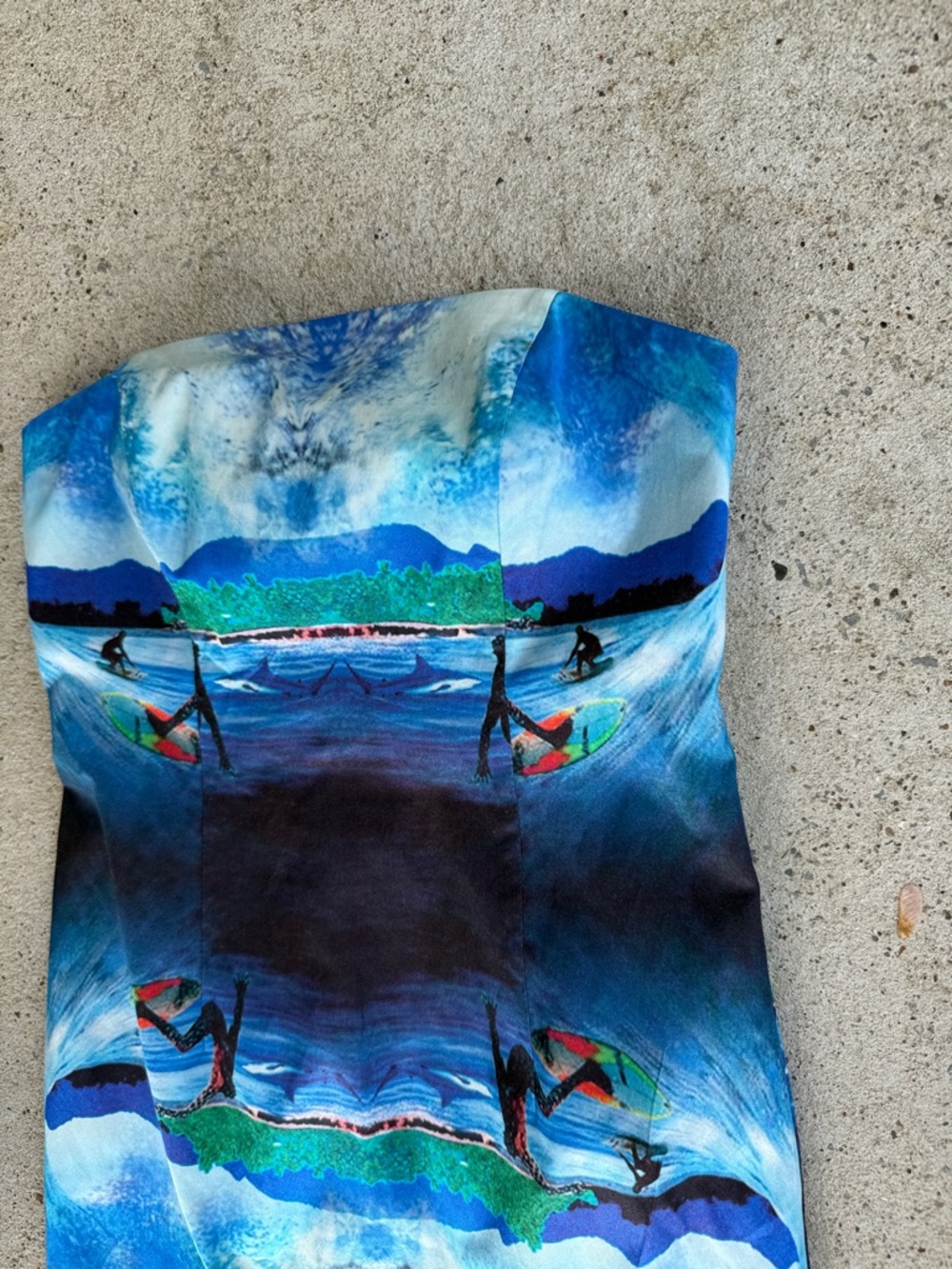 Milly Tropical/Surfer Photo Print Strapless Sheath Size 2 - Picture 3 of 14